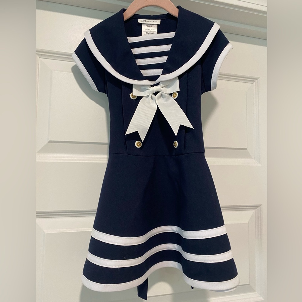 Bonnie Jean toddler girl sailor vintage look dress 3T